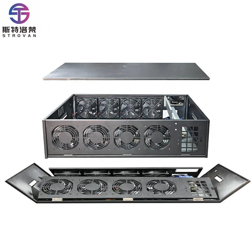 B75F Silent Computer Case with 8 GPU Support Custom ATX Server Rackmount Chassis Aluminum Alloy Front Panel with USB Ports
