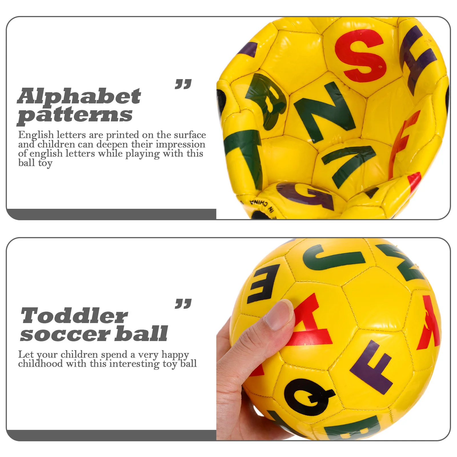 كرة قدم للأطفال الصغار، متعة تفاعلية في الهواء الطلق، خفيفة الوزن، مقاومة للاهتراء، تعلم الحروف الإنجليزية