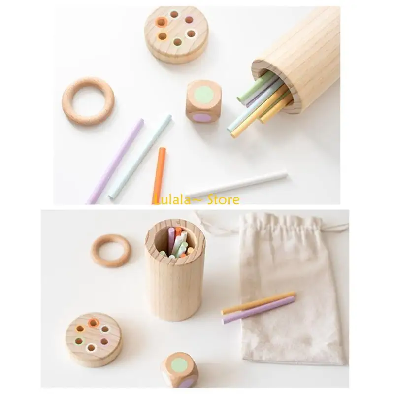 Y4QA Houten stokken voor kinderen Stevig stapelen Puzzelspeelgoed Kleurbouwstenen