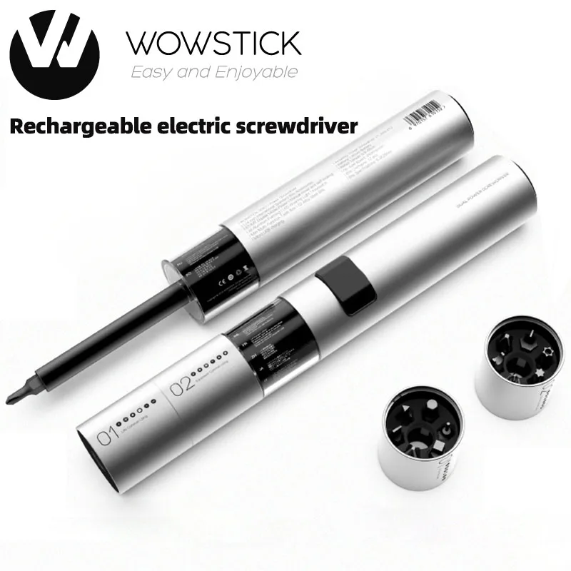 Wowstick 12 in 1 Dual Power Lithium-Elektrische Schraubendreher 3LED Lichter Wiederaufladbare Schraube Fahrer Kit Magnetische Saug Eine Taste