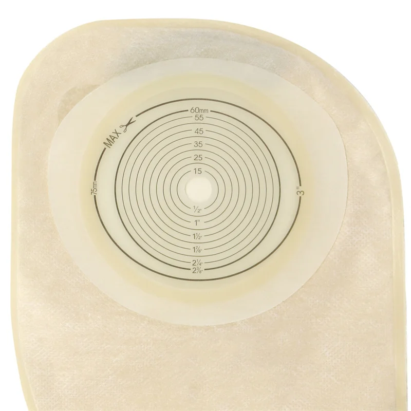 Wholesale 20 Pcs Colostomy Bags with Hook & Loop Max Cut 75mm Hole Ostomy Bags Skin Color Colostomy Bag Supplies Customized