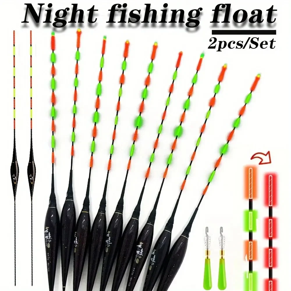 2pcs Night Fishing Float, Including Hook Changing/non Changing Styles, Equipped with Mounting Head, Suitable for Night Fishing