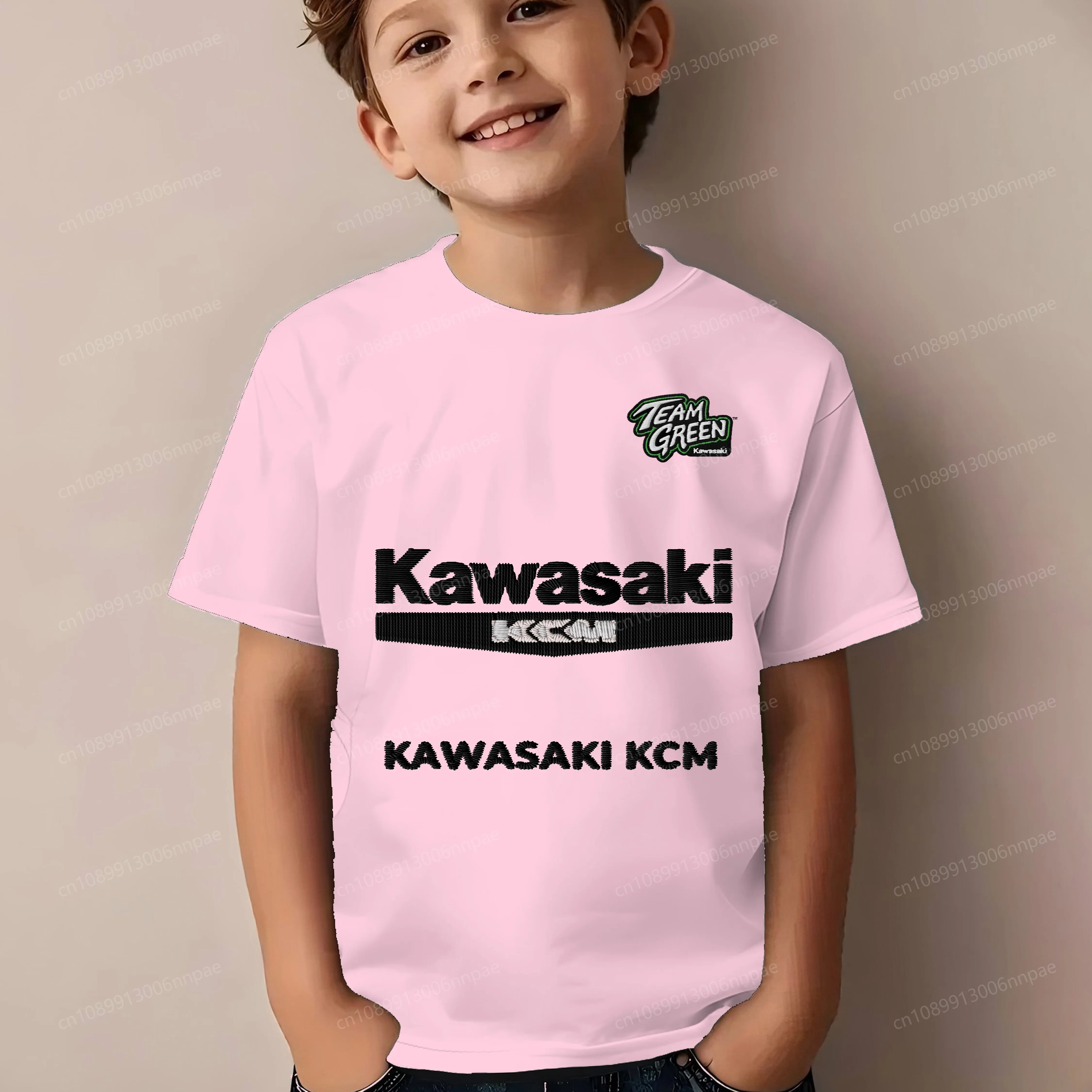 

2025 Kids Clothes Embroidery Kawasaki 3D Printing Pure Cotton T-shirt for a Boy T-shirts Boys Children Summer Child O-neck Top