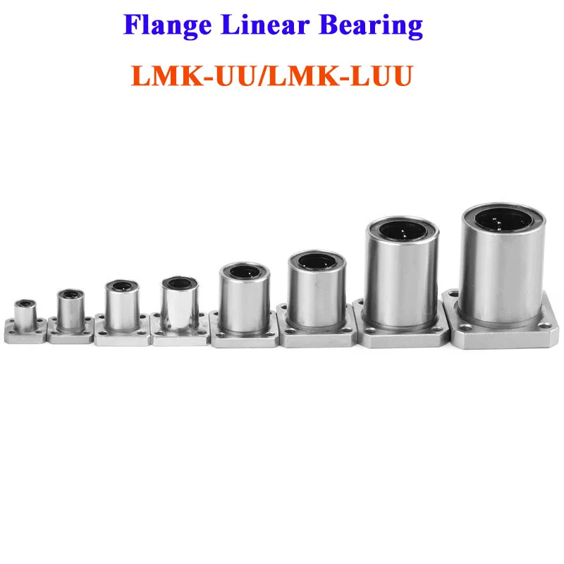 2Pcs Square Flange Linear Motion Bushing LMK Ball Bearing LMK6UU LMK8UU LMK10UU LMK10LUU LMK12LUU Bearing For 3d Printer CNC
