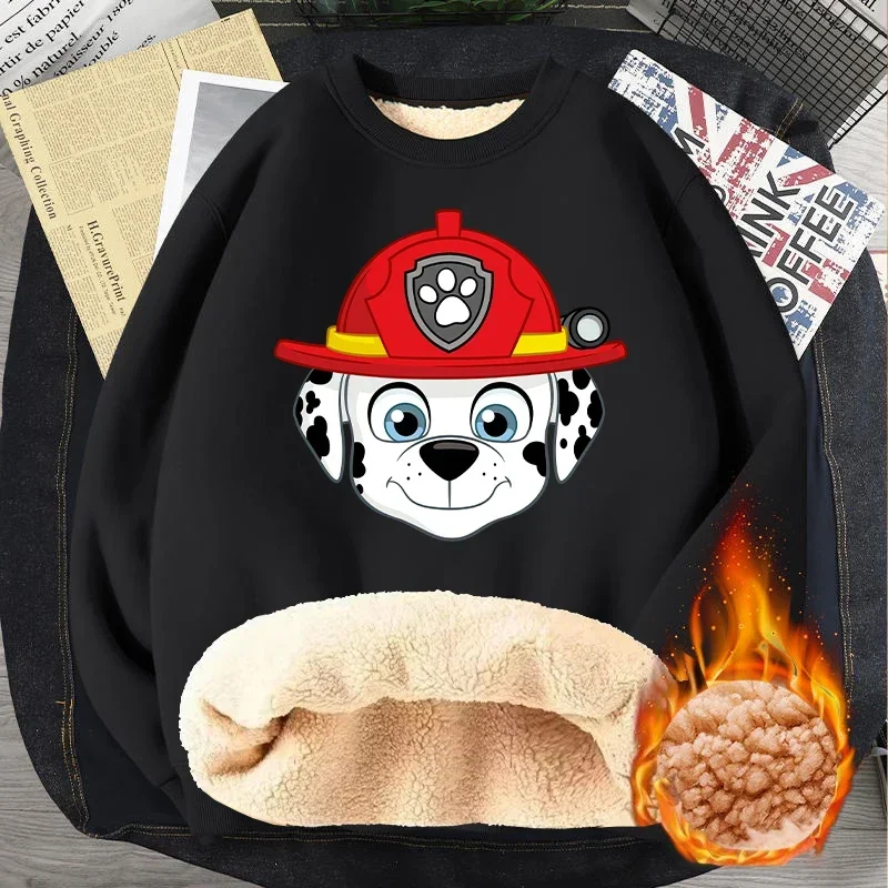 PAW Patrol Cute Anime Sweatshirt Fashion Print Berber Fleece Kawaii Clothes Cartoon Winter Warmth Sweater Birthday Clothing Tops