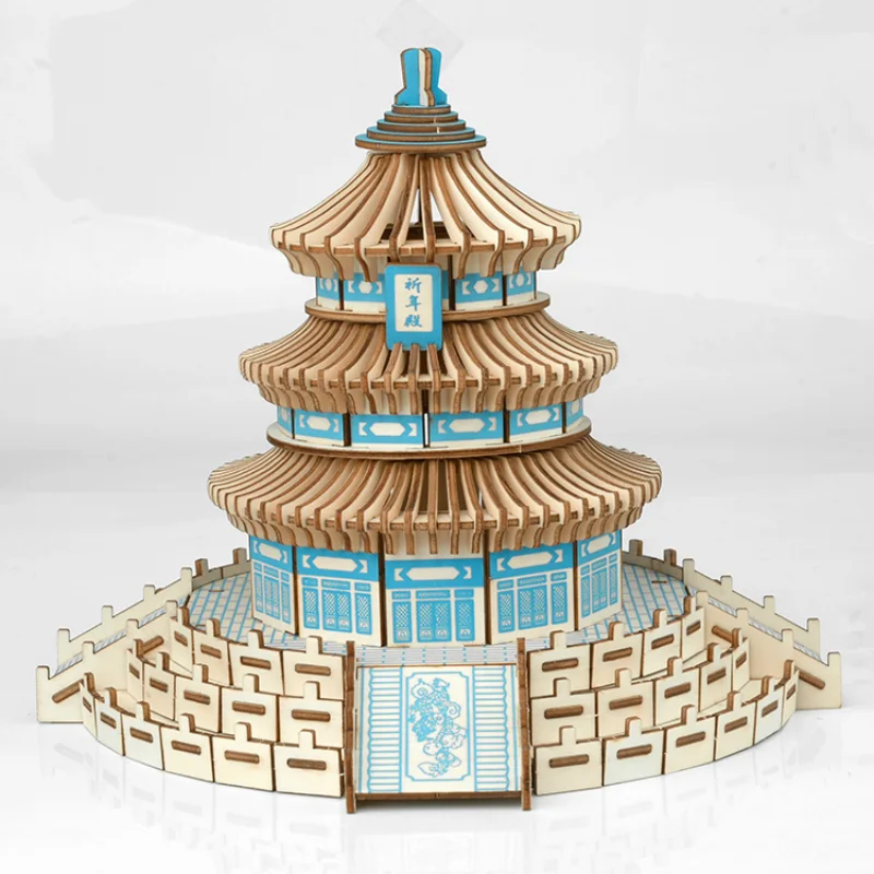 Ancient model children DIY wooden puzzle adult puzzle puzzle Chinese style wooden building Taihe Temple building block