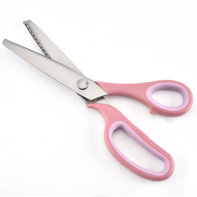 Sewing zigzag Scissors Tailor 2CR13 Stainless Steel  PP+TPR Handle Triangular  For Fabric Needlework Cutting  Dressmaker Shears