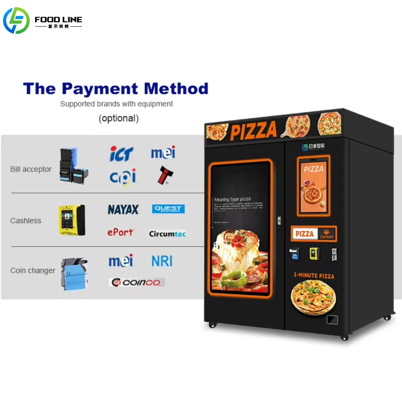 Customized Commercial Pizza Vending Machine 24H Operation Touch Screen Multi-Payment Fresh Baked Pizza Device