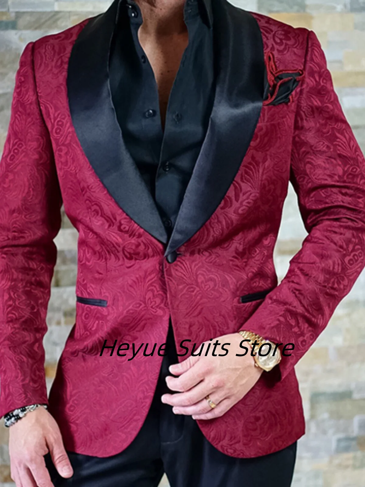 Gentleman Slim Fit Jacquard Customized Men Suits Groom Tuxedos Party 3 Pieces Sets Fashion Male Blazers Classic ropa hombre