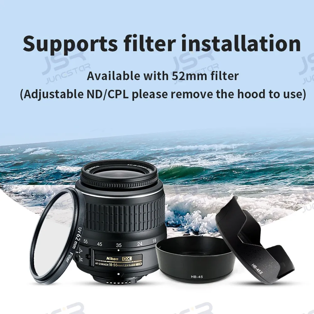 Подходит для Nikon AF-S 18-55, крышка объектива D3100 D5200, аксессуары для зеркальной камеры, световой экран HB-45