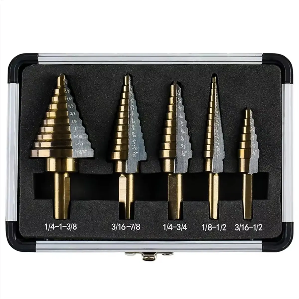 

A58Z 5Pcs HSS 4241 Cobalt Step Drill Bit Set Metal Drilling Hole Tools, Cone Drill Bits for Metal Iron Aluminum Copper Steel