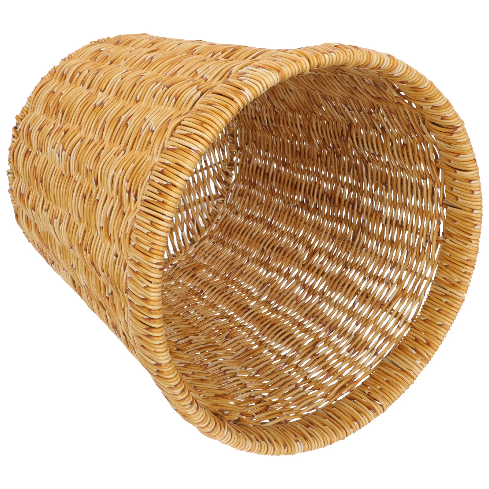 

Round Woven Plastic Trash Basket Handmade Style Strong Sturdy Build Long-Lasting Service Ideal for Home Decoration Vegetable