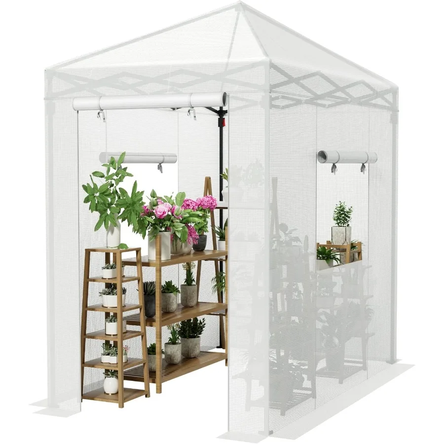 

Портативная маленькая теплица Greesum 6x4 футов с полиэтиленовой крышкой, дверцами на молнии и 2 рулонными окнами для легкой защиты сада и растений