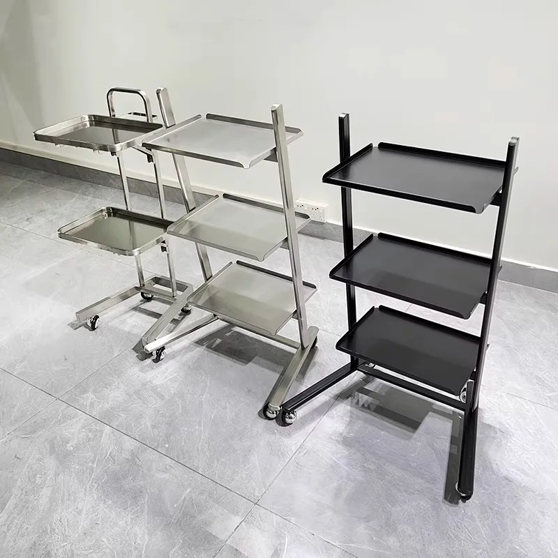 Stainless steel beauty and hairdressing cart, folding perm and dye cart, salon dedicated bar cart tool