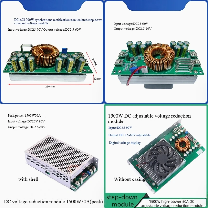 DC-DC 1200W 1500W Step-Down-Modul 50A Hochleistungs-einstellbares Konstantspannungs-Lade-Batterie-Strommodul – Detail 2