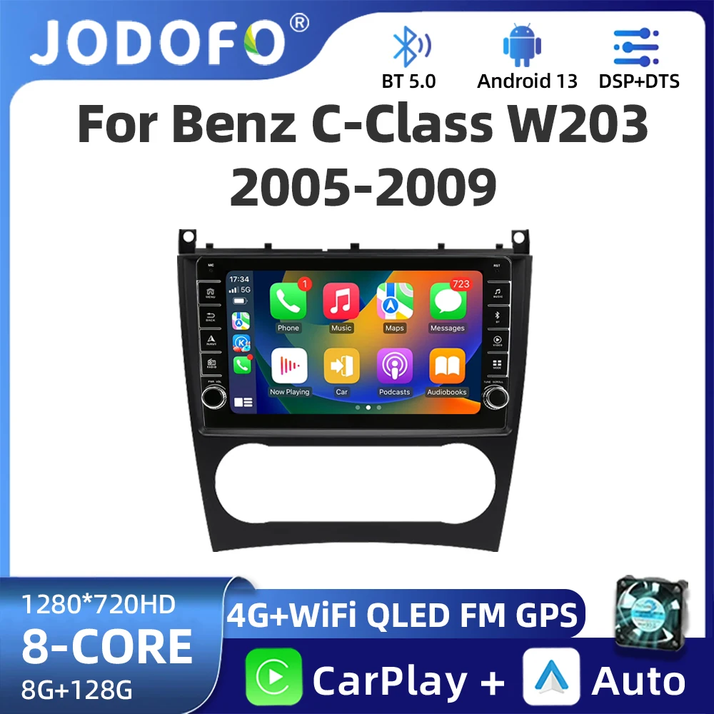 Jodofo Radio for Mercedes Benz C klasa W203 2005-2009 C200 Wireless CarPlay Android Auto Car Multimedia Player DSP GPS autoradio