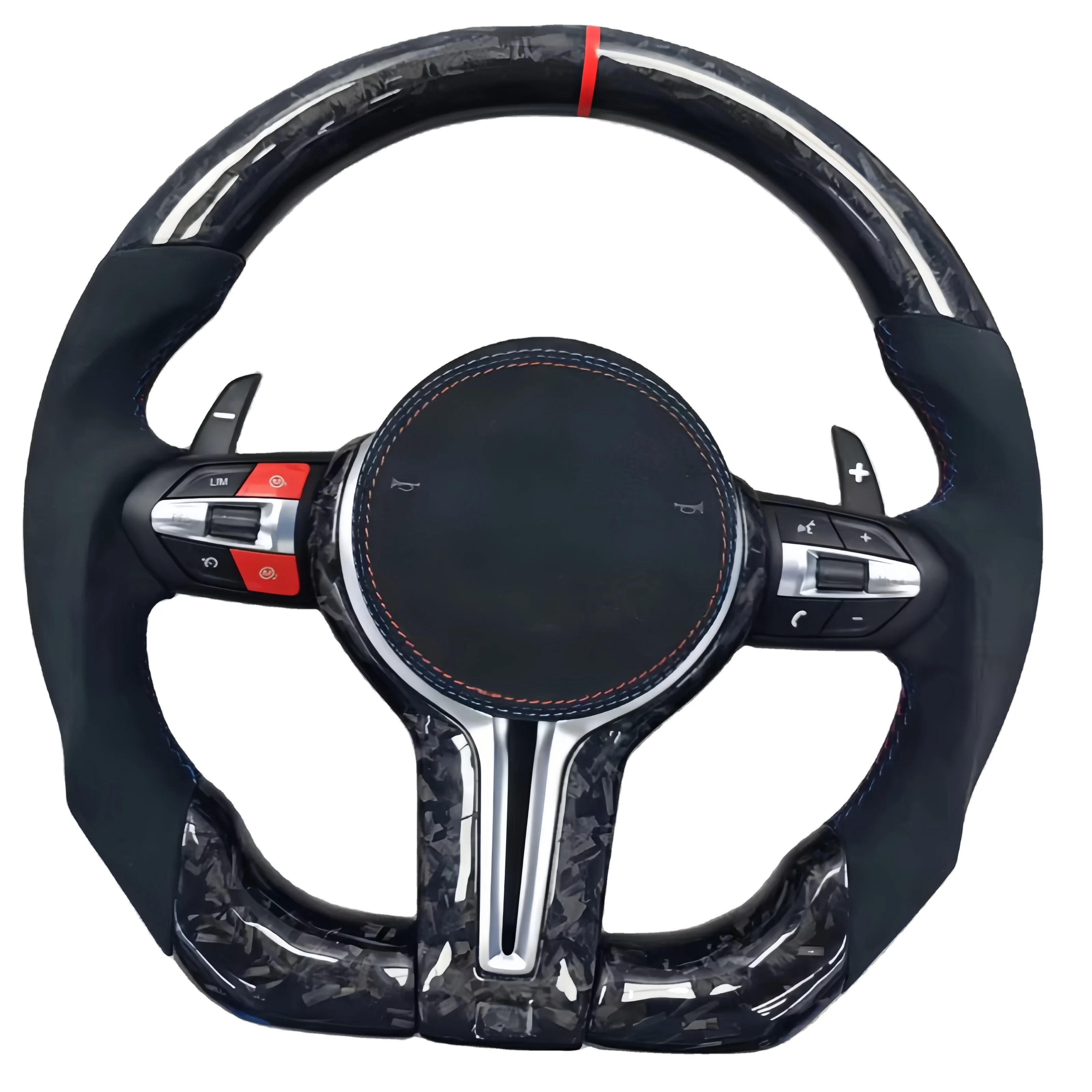 

Forged Carbon Fiber Steering Wheel for BMW F30 F10 F12 F13 F20 F31 F32 F34 F36 F01 F06 F07 F48 F15 F16 M3 M4 M5 Red Button
