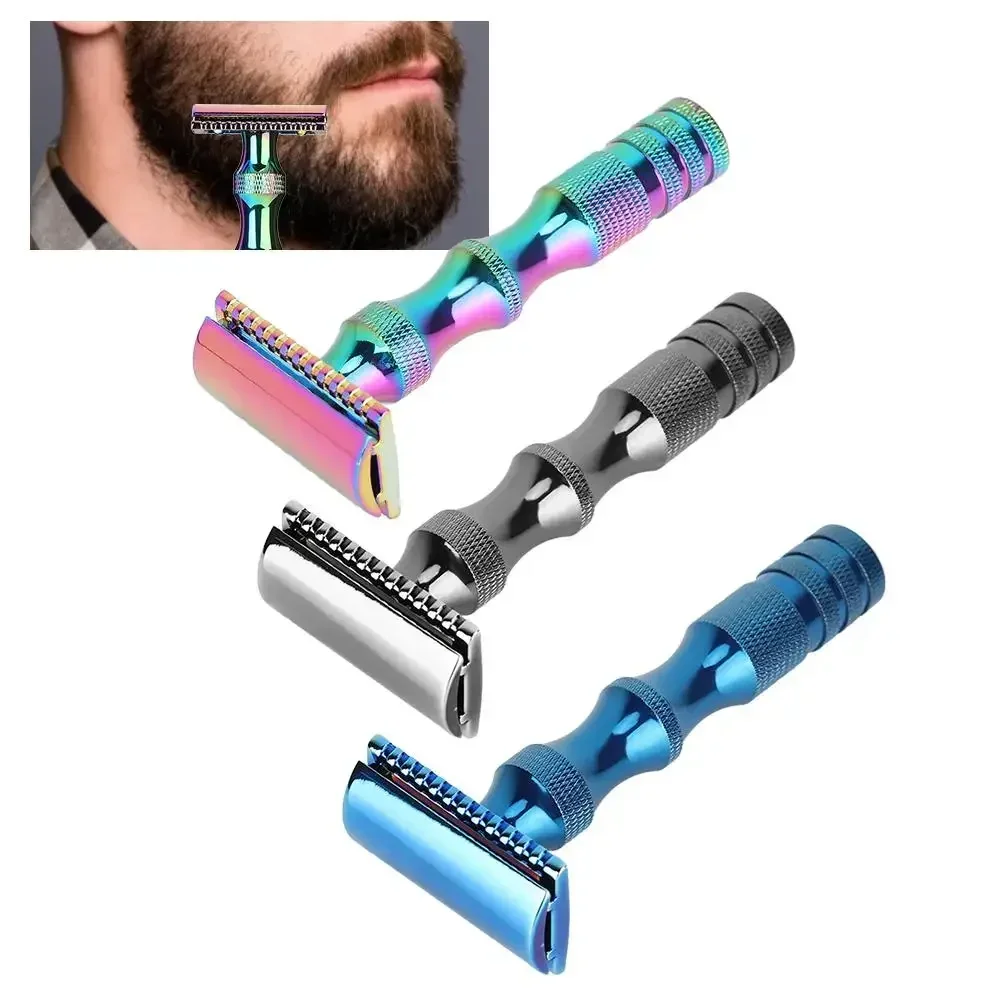 Men Shaver Profession Anti-skid Metal Handle Dual Blade Shaver Vintage Manual Adjusting Razor Maquina De Afeitar Para Hombre