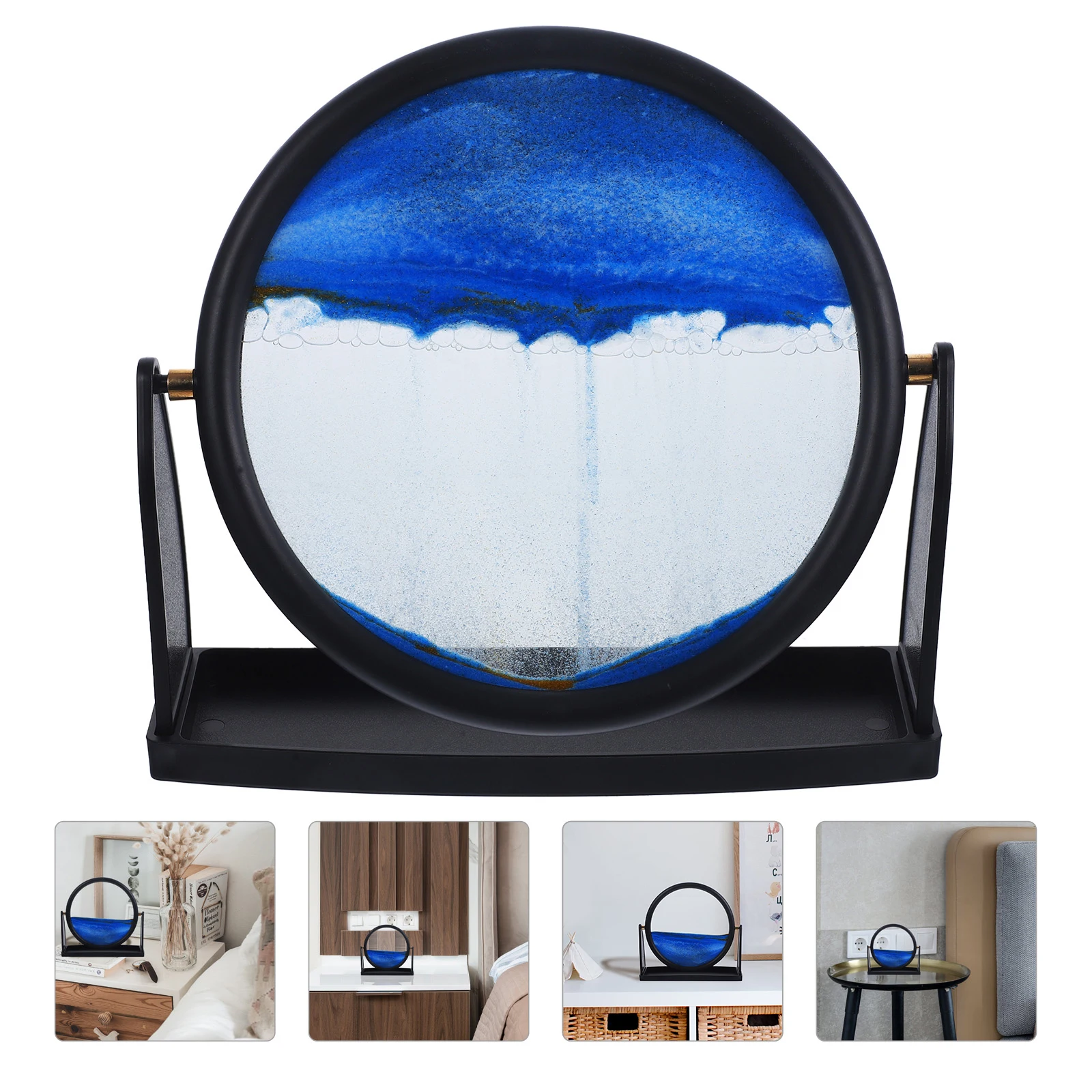 

Quicksand Painting Decor Liquid Movement Home Office Glass Creative 3D Sand Art Hourglass Desktop Landscape Moving