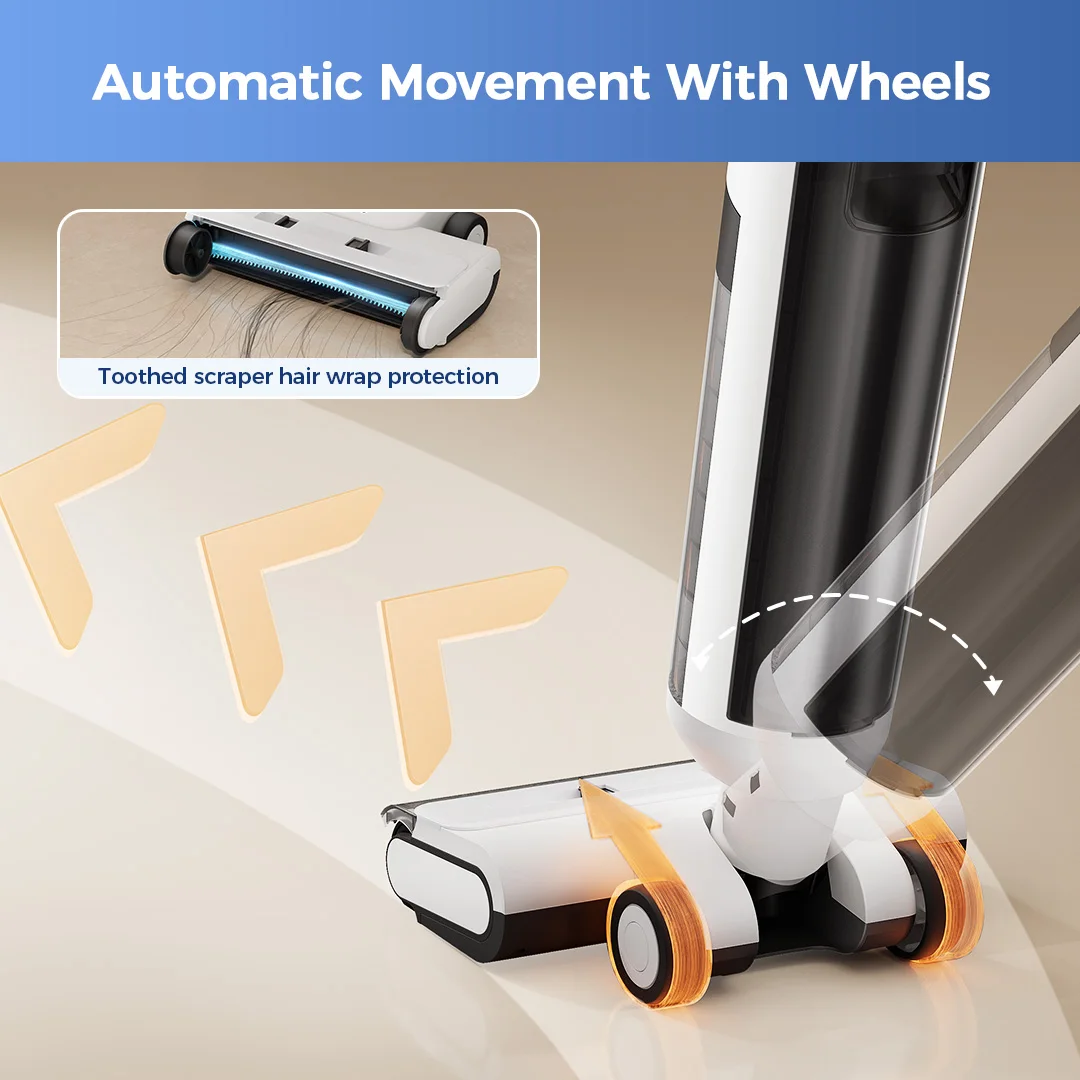 Беспроводной пылесос Redkey W15 Pro, мощное всасывание, 22 кПа, самоочищающаяся палочка, пылесос для влажной и сухой уборки, швабра для очистки кромок, самосохнущая