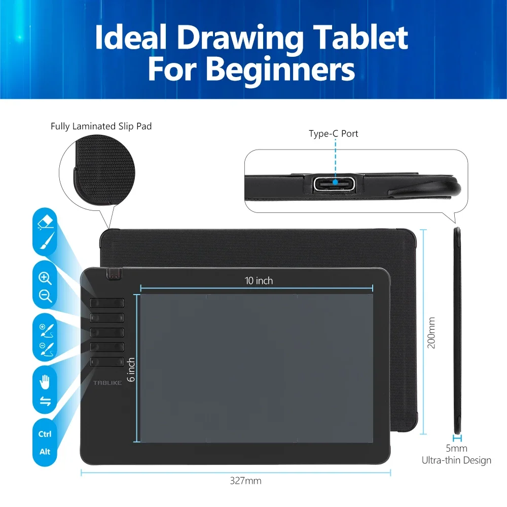 تابلت T906 Artist Digital Pen مع 10 مفاتيح سريعة للرسم/الرسم، وكمبيوتر لوحي للرسومات لأجهزة Mac وWindows PC وAndroid #5