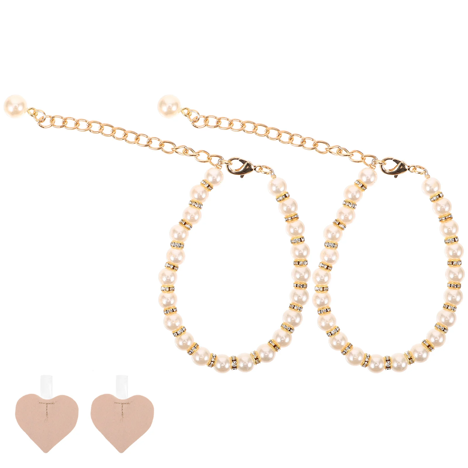 2 шт., жемчужные цепочки на высоком каблуке, декоративные ремни для обуви, металлические ремешки на щиколотке для женщин, белые сменные противоскользящие аксессуары для ботинок