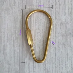 1PC portachiavi semplice in ottone dorato con chiusura a vite 60*31mm ganci a forma di D portachiavi anello campeggio sopravvivenza moschettone fibbie Clip