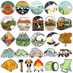 Creative Outdoor Camping Enamel Brooch Picnic Scenic Forest Campfire Metal Lapel Pins Backpack Accessories Jewelry Gifts For Kid