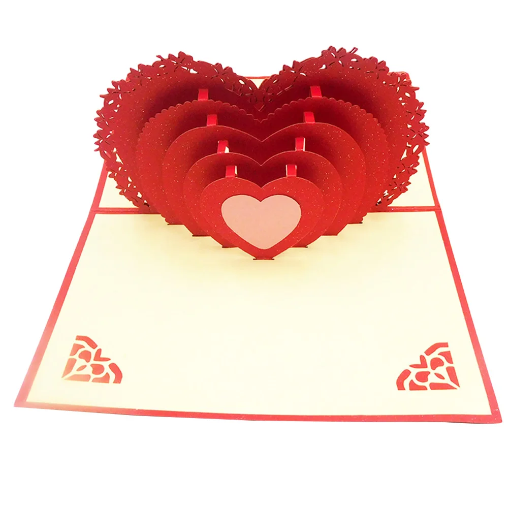 

3D Greeting 15x10x05cm Red Handmade Paper Gift for Valentine's Valentine'S Day Cards Day Birthday Anniversary Eco Printing