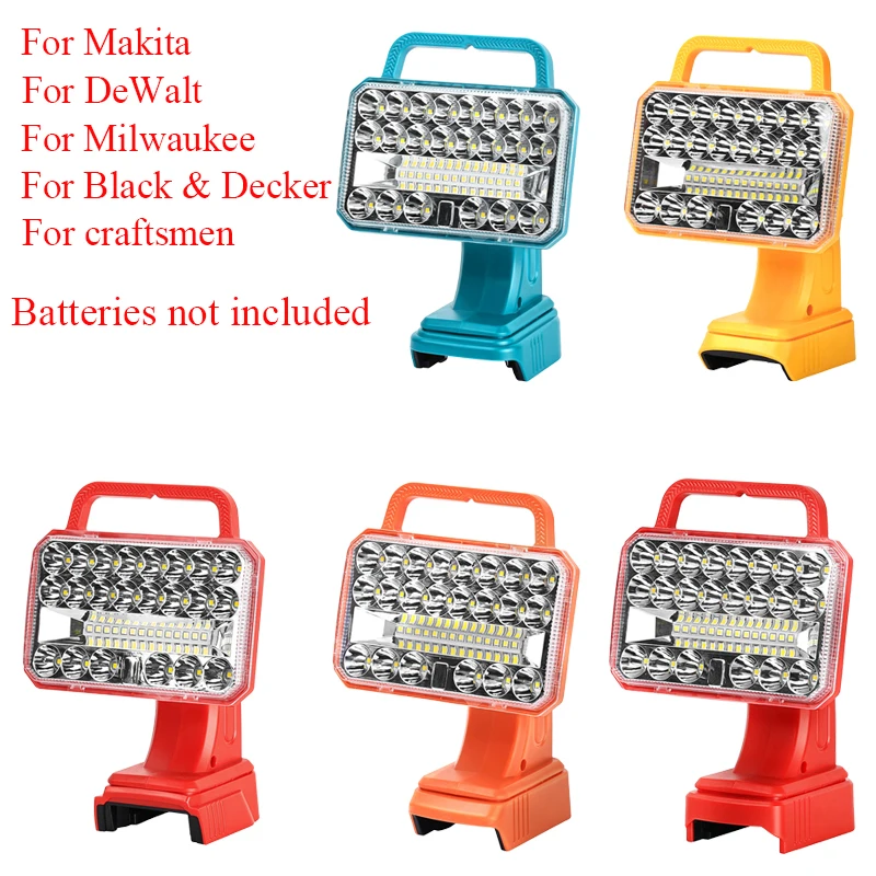 

Portable Wireless Floodlight for Makita/DeWalt/Milwaukee/Black&Decker/Craftsman 18/20V Lithium Batteries Outdoor Camping Light