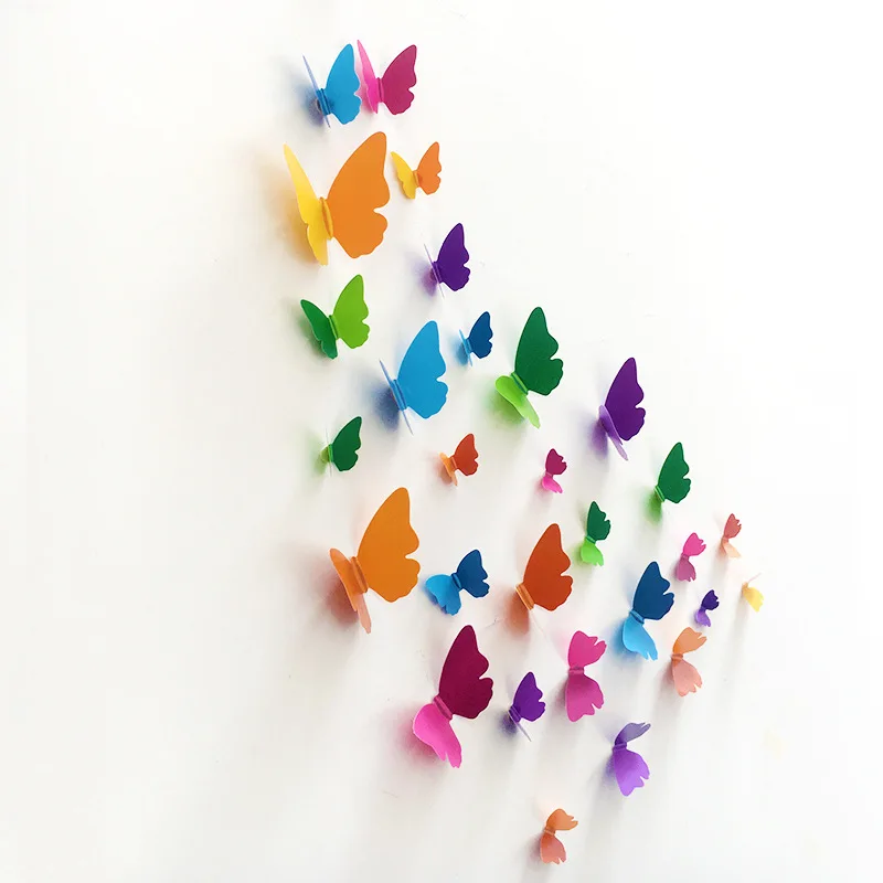3D Colorful Butterfly Wall Stickers Removable Self-Adhesive Acrylic Decals for Living Room Bedroom New Home Decor