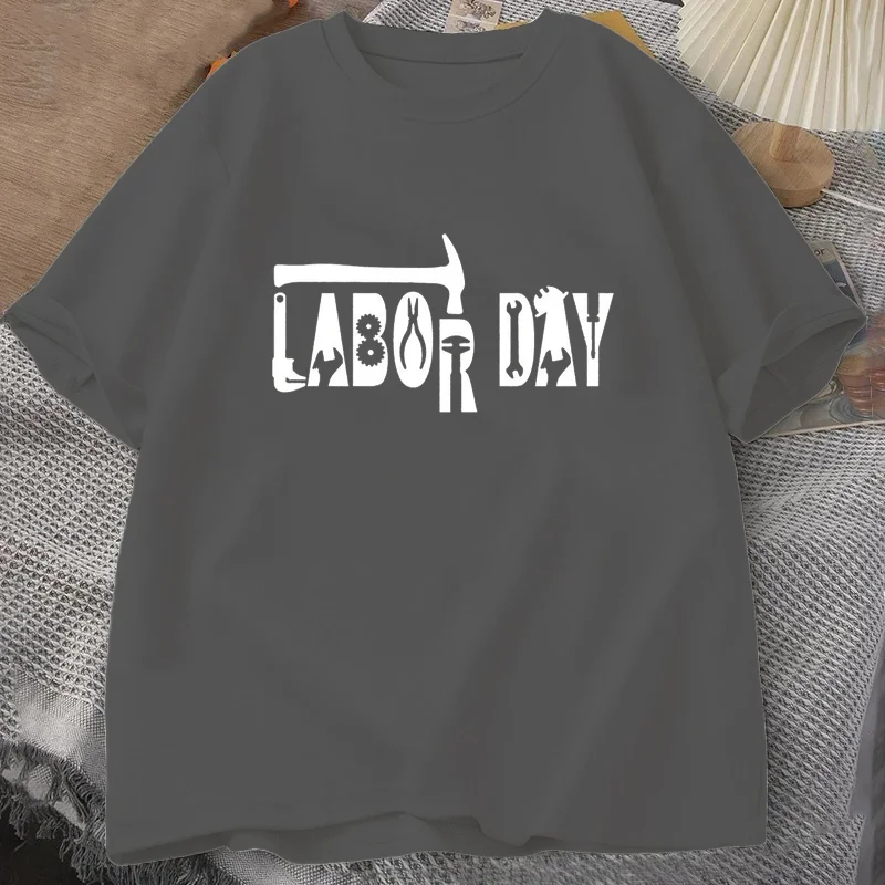 Labor Day Tools T-Shirt Summer Mens Tracksuit O-Neck Short Sleeve Pullover Top Breathable Sportswear Harajuku Fashion Streetwear