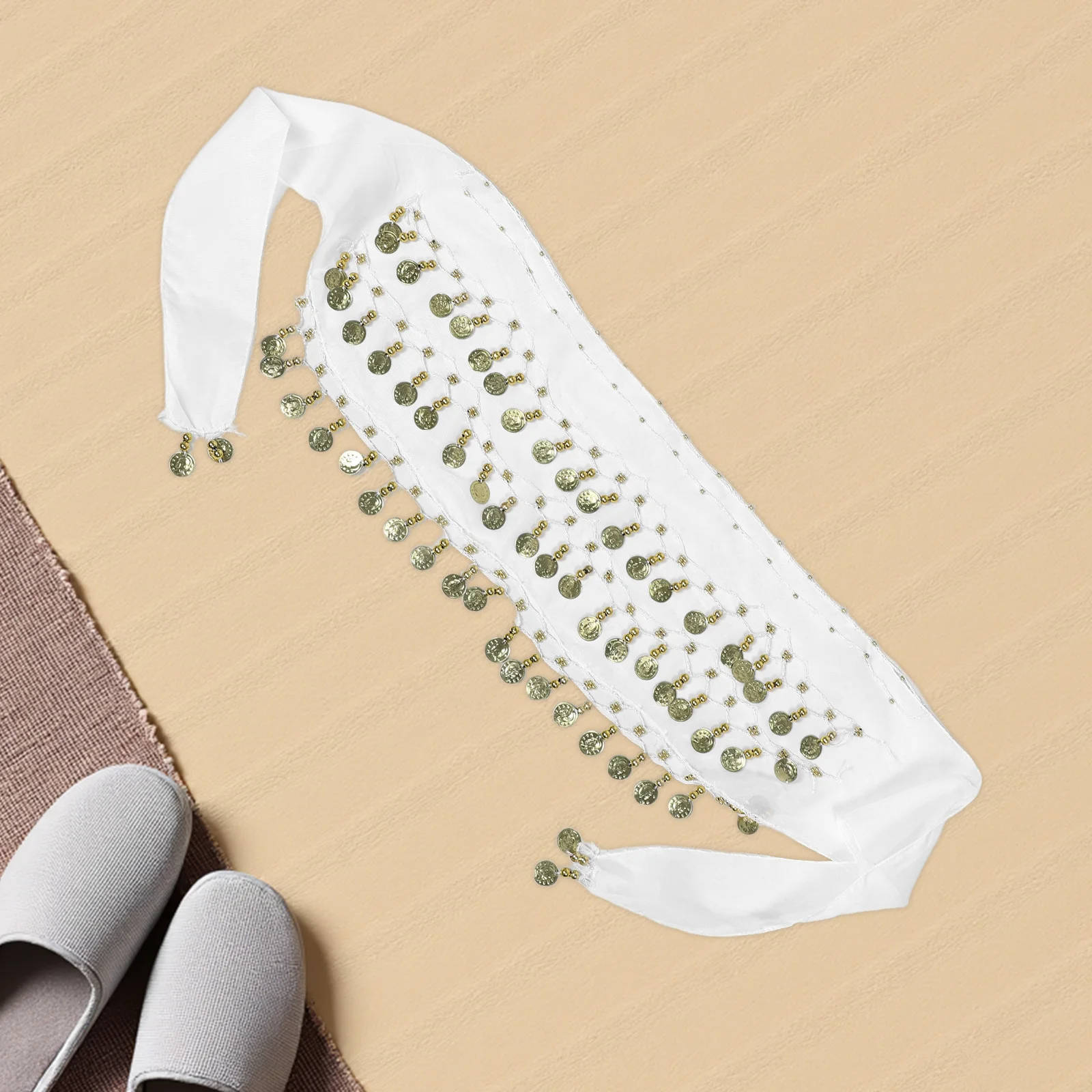 Chusta na biodra do tańca brzucha z 72 monetami, potrójna warstwa, damski łańcuszek na talię, wygodny, przyjazny dla skóry, akcesorium do występów.