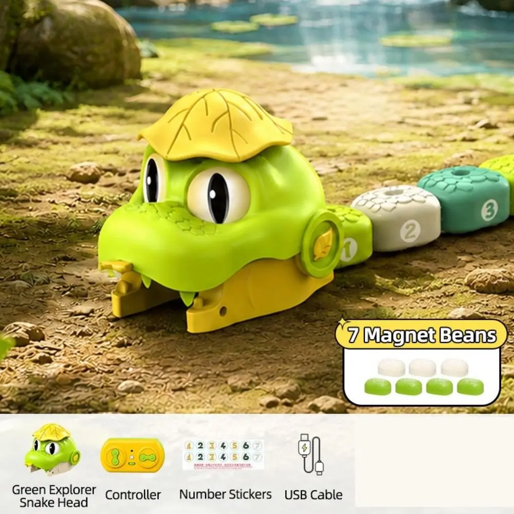 Magnetic RC Snake Car Toy Rechargeable Interactive Remote Control Car Desktop Bead Eating Magnetic RC Car
