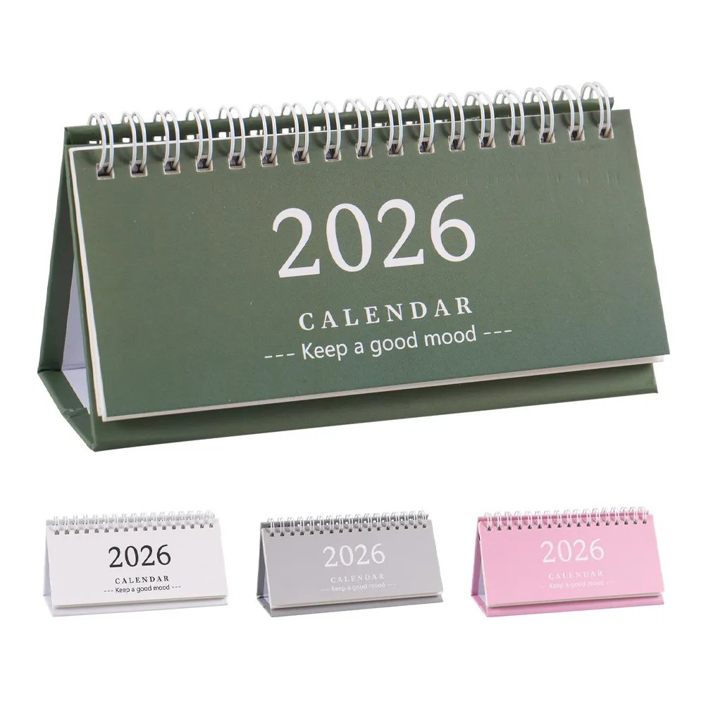 

Набор из 4 длинных настольных календарей на 2026 год: минималистичный английский перекидной планировщик для офиса, дома, школы, ежедневной и ежемесячной организации