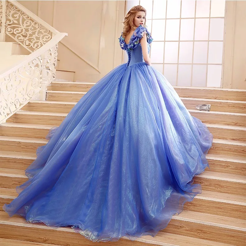 Robes de Quinceanera Cendrillon Rosa es, fleurs 3D, longue boule de tulle perlée, quoi que ce soit avec train, robes éducatives pour 15 ans, nouveau