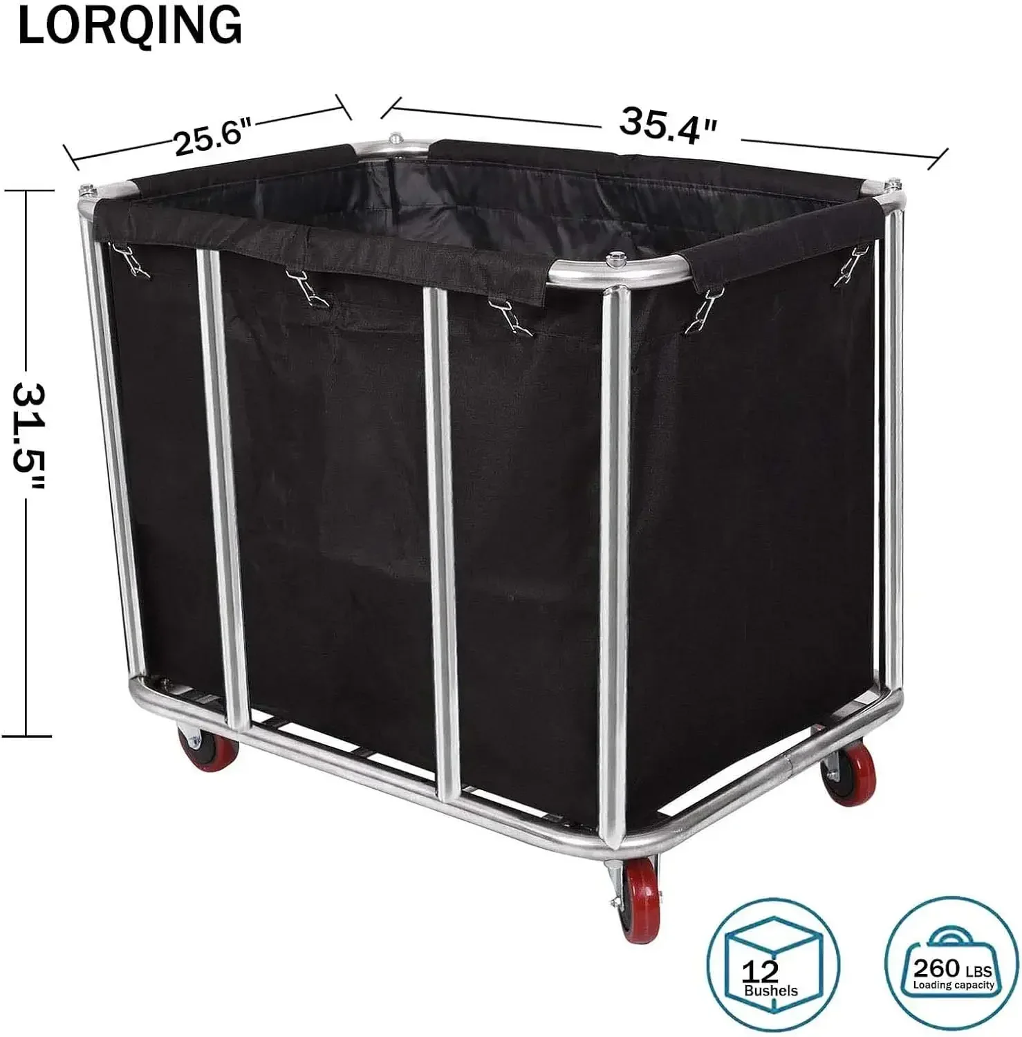 Laundry Cart Commercial/Home,Heavy Duty Large Stainless Steel Rolling Laundry Basket with Wheels，for Laundry Organizer and Stora