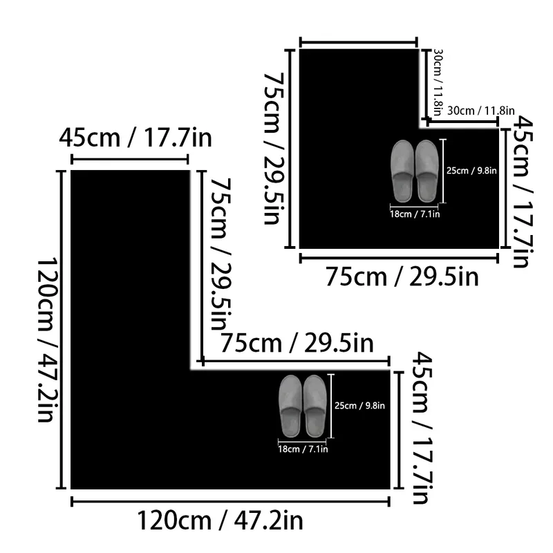 VIKAMA Diatomite L-Shaped Bath Rug, Quick Absorb Non-Slip Fast Dry Minimalist Floor Mat For Bathroom Toilet Door Home Decor