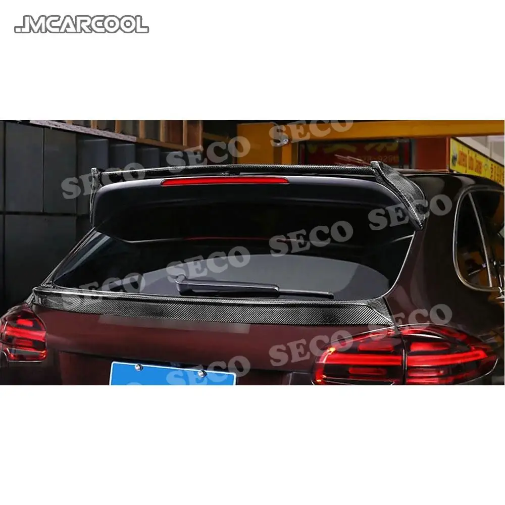 Carbon Fiber Car Rear Trunk Lip Middle Spoiler Roof Spoilers Wings for Porsche Cayenne 958 SUV 4 Door GTS S Sport 2015-2017