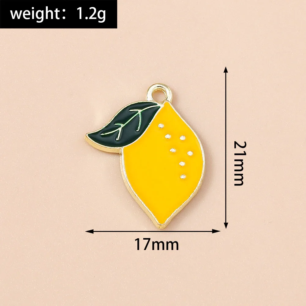 20 Stück 17 x 21 mm niedliche Emaille-Frucht-Zitronen-Anhänger für die Schmuckherstellung, Halsketten, Ohrringe, Armbänder, DIY-Bastelzubehör – Detail 1