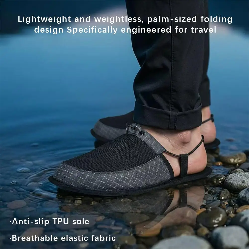 Summer Ultra-light With Tether Slipper Camping Beach Slipper Soft Comfortable Foldable Portable Outdoor Travel Non-slip Slippers
