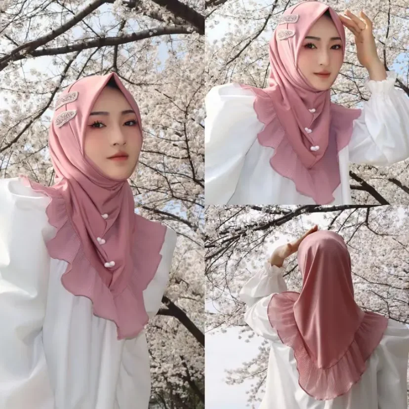 2024 Spring Muslim Boutique Sweet Girls Soft Hat Hijab