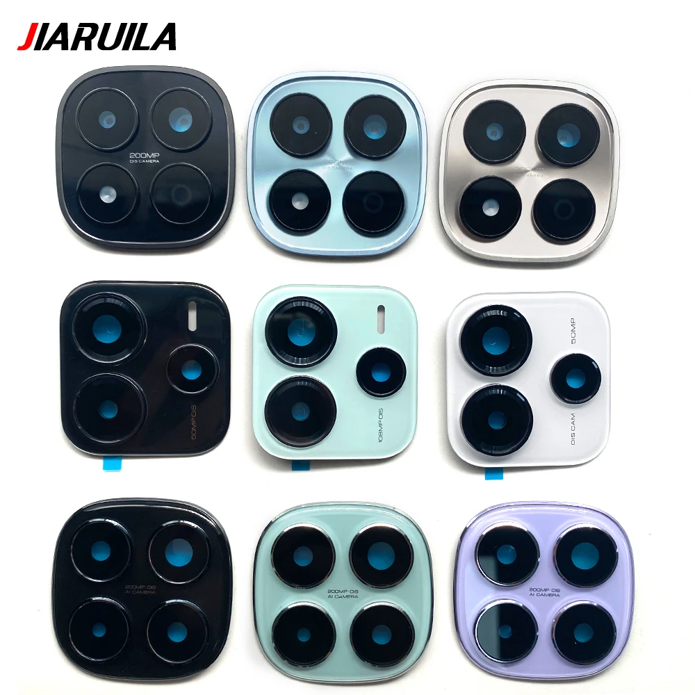 1Piece，NEW Back Camera Glass Lens Cover with Frame Holder Replacement Part For Xiaomi Redmi Note 14 Pro 4G 5G Note 15 4G image 2