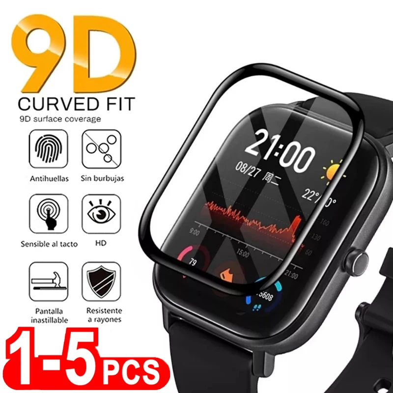 5 buah kaca Tempered lembut untuk Xiaomi Amazfit BiP S Lite Bip U Pro bip 3 pro pelindung layar penuh untuk Huami Amazfit GTS 2 mini 2E