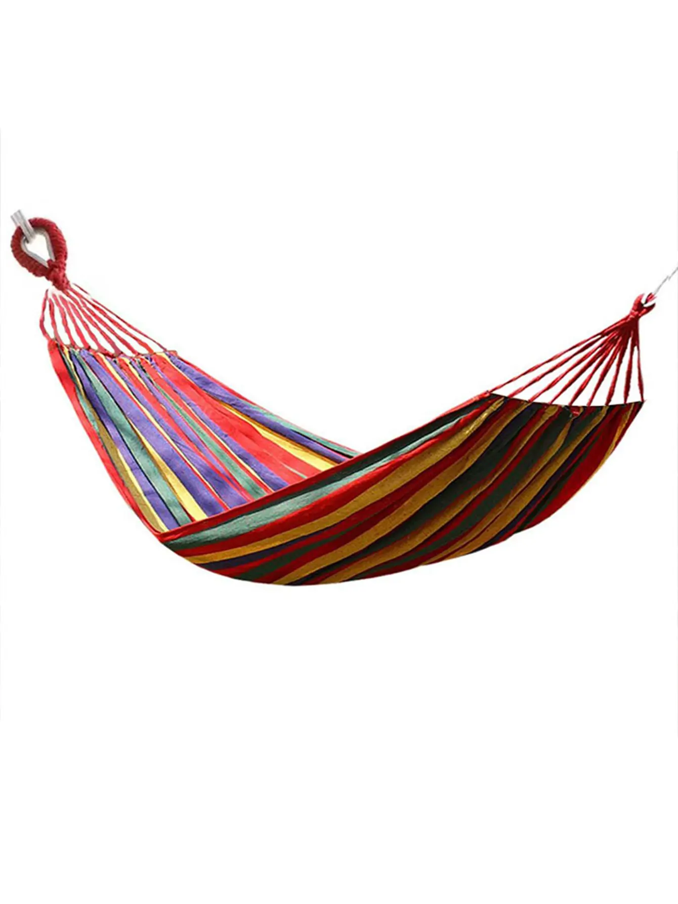 Single Outdoor Camping Hammock Portable Canvas Colorblock Swing Hammock Ultra Light Travel Sleep Hammock