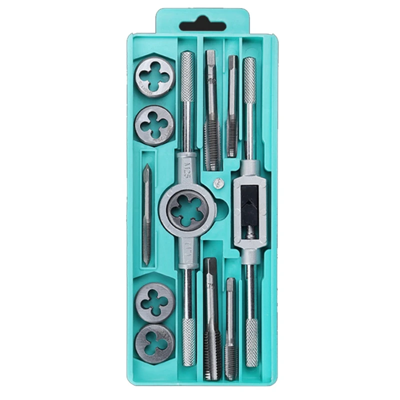 

AC62-M3-M12 Thread Self-Tapping Wrench Set Screw Metric Tap And Die Set Hand Tapping Thread Drill Hardware Tools 12 Pieces