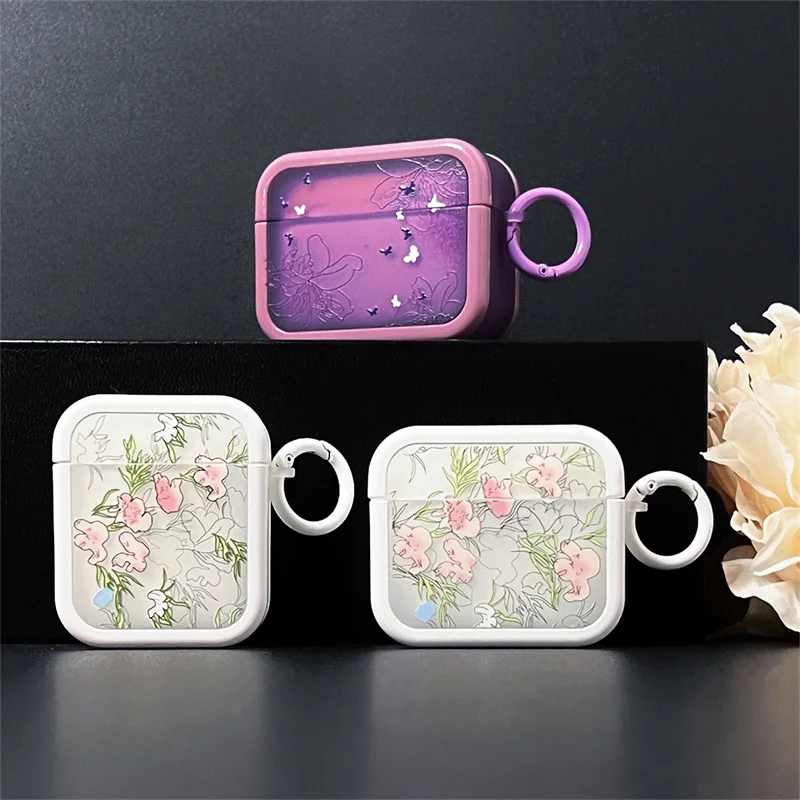 Retro Gradient Flower Earphone Case For Apple Airpods 4 3 2 Pro Cover Charm cute Colorful Matte Headphone Charging Case Airpod 4