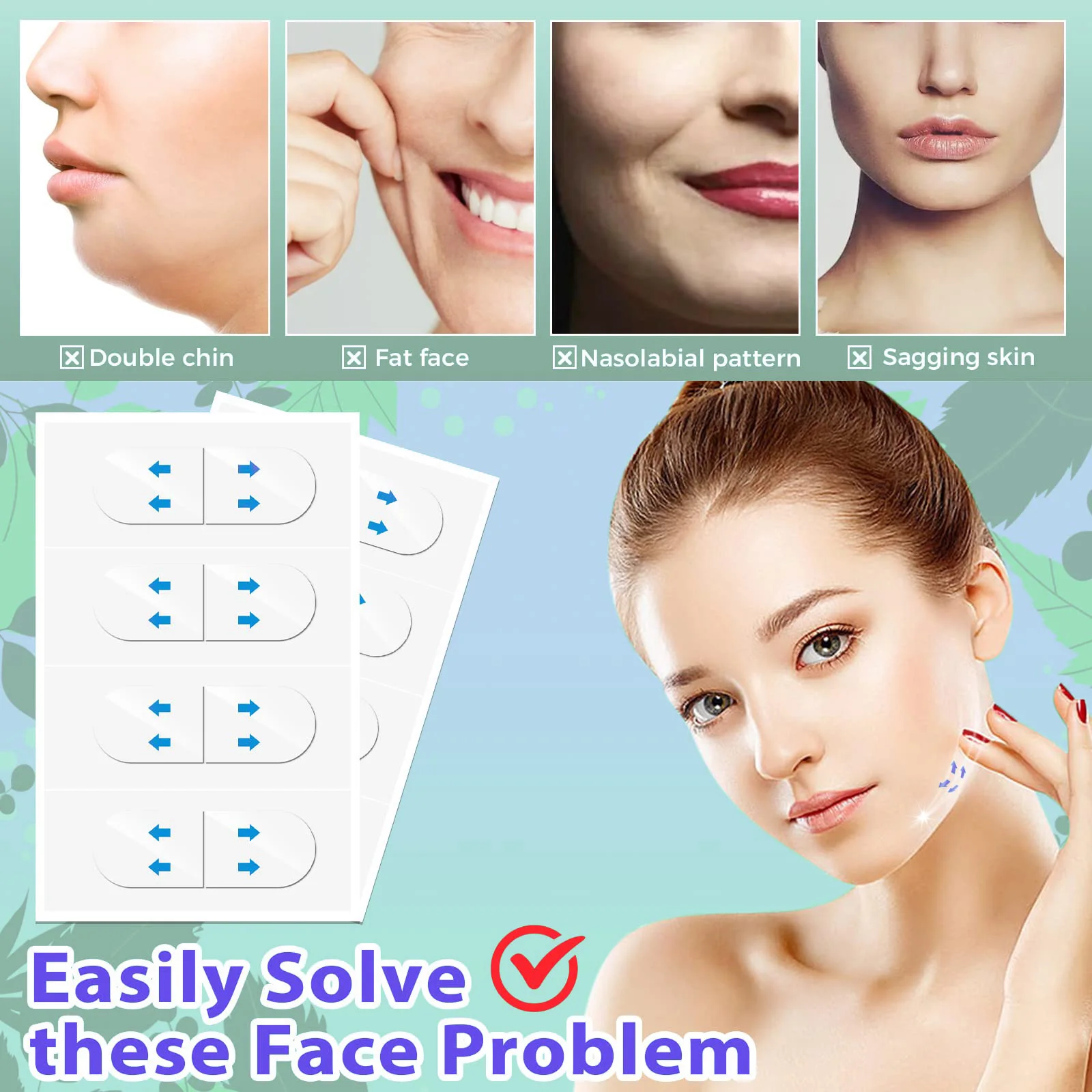 Face Lift Tape Invisible Instant Face Lifting and Shaping V Face Facial Tapes for Jowls Double Chin Eyes