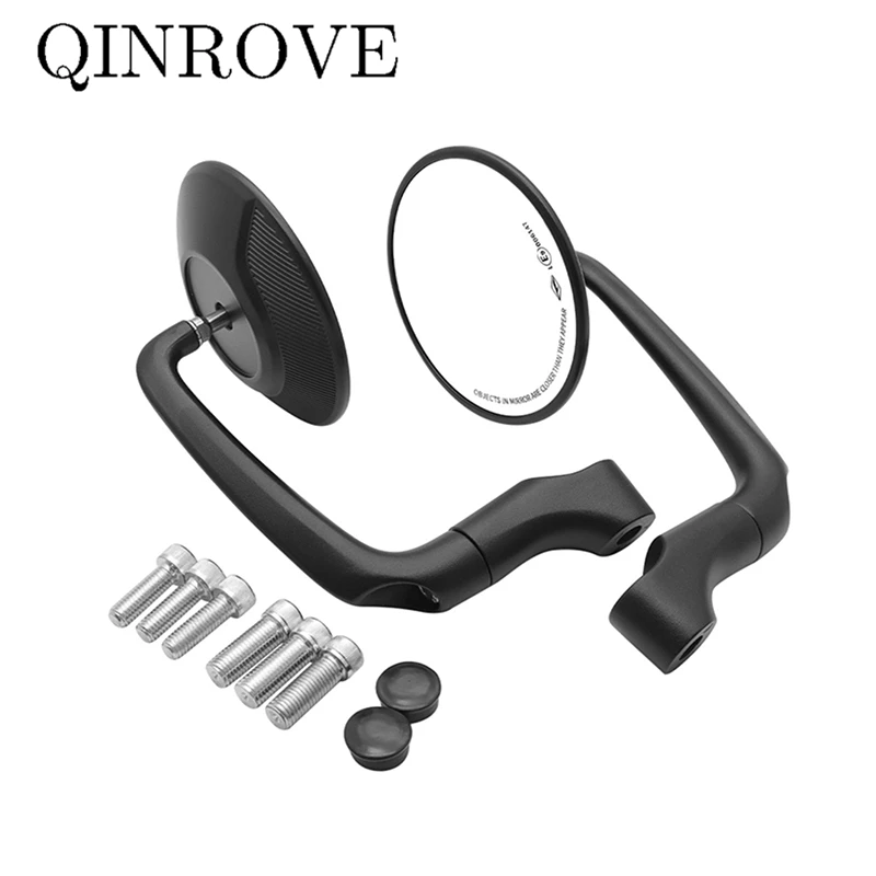 CNC Aluminum Motorcycle Rearview Mirror E-Mark 360° Rotation Round Side Convex Mirror 8/10mm for Suzuki Burgman 125 Yamaha XMAX