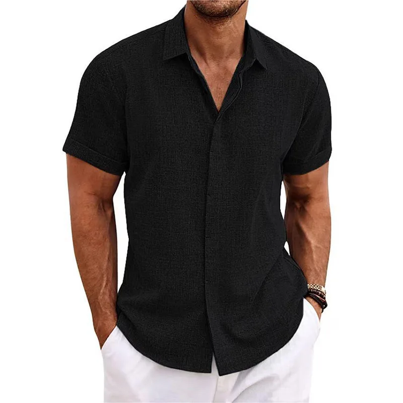 Men\'s Cotton Linen Short Sleeved Shirt Summer Casual Camisas Harajuku Blusas Mens Shirts Fashion Tops Men Clothing Streetwear